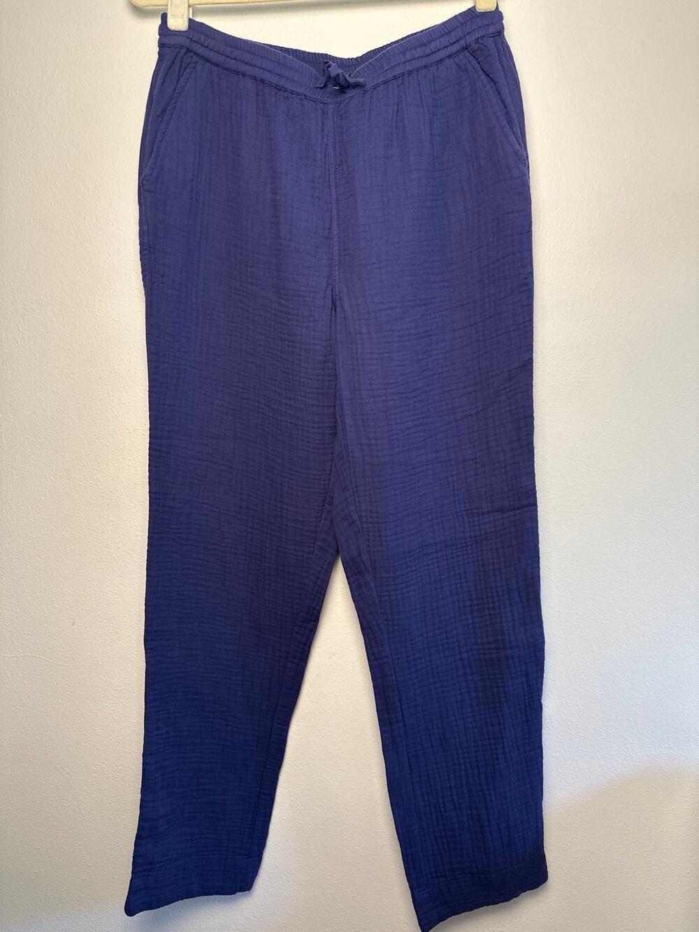 Carbon 2 Cobalt Blue Double Gauze 100% Cotton Elastic Waist Drawstring Pants | M